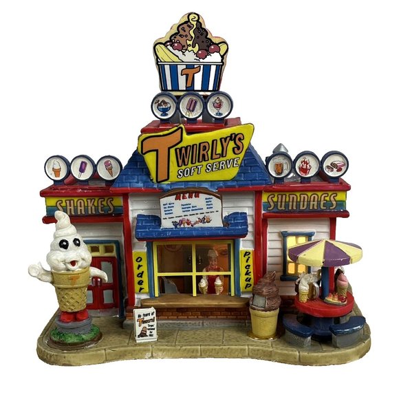 Lemax Village Ceramic TWIRLY'S SOFT SERVE Ice Cream 2007 Light Box Rare - Picture 1 of 14